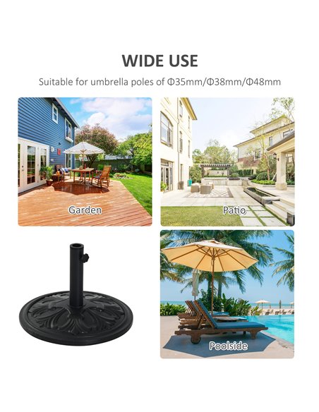 Outsunny Round Parasol Base Heavy Duty Cement Stand Umbrella Holder Garden 84D-046BK - pic 48294 | FastDaddyshop