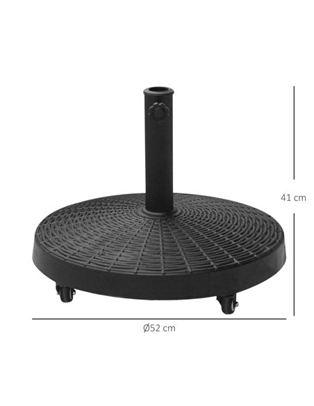Outsunny 22.7kg Resin Patio Parasol Base Umbrella Stand Weight Deck Garden Sunshade Holder Round w/ Wheels Brakes Outdoor 84D-06 - pic 48300 | FastDaddyshop