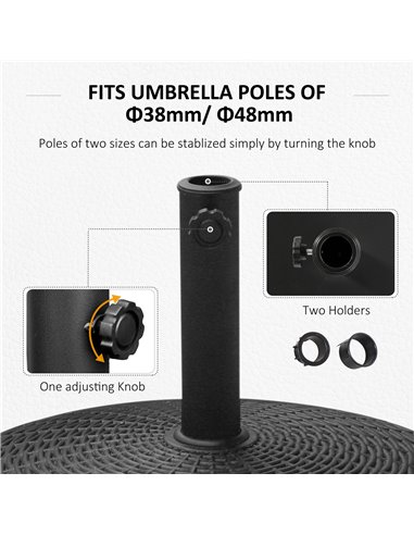 Outsunny 22.7kg Resin Patio Parasol Base Umbrella Stand Weight Deck Garden Sunshade Holder Round w/ Wheels Brakes Outdoor 84D-06