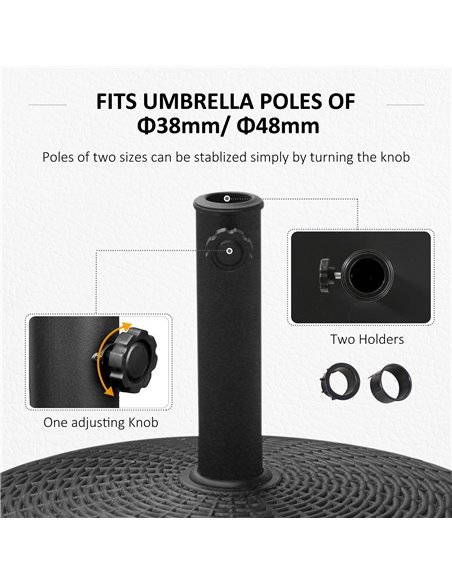 Outsunny 22.7kg Resin Patio Parasol Base Umbrella Stand Weight Deck Garden Sunshade Holder Round w/ Wheels Brakes Outdoor 84D-06 - pic 48302 | FastDaddyshop