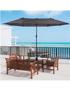 Outsunny 4.6m Double-Sided Garden Parasol Sun Umbrella NO BASE, Grey 84D-030V01GY 2