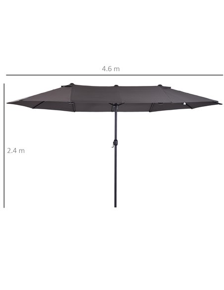Outsunny 4.6m Garden Parasol Double-Sided Sun Umbrella Patio Market Shelter Canopy Shade Outdoor Grey - NO BASE 84D-030V01GY - pic 48309 | FastDaddyshop