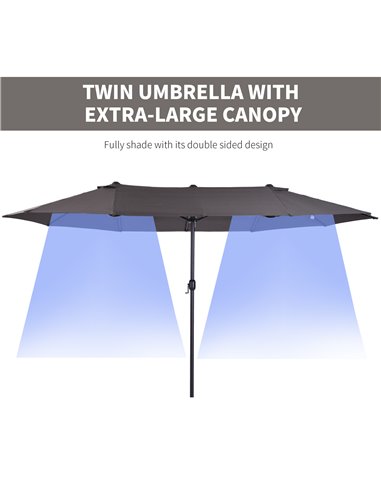 Outsunny 4.6m Garden Parasol Double-Sided Sun Umbrella Patio Market Shelter Canopy Shade Outdoor Grey - NO BASE 84D-030V01GY