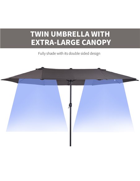Outsunny 4.6m Garden Parasol Double-Sided Sun Umbrella Patio Market Shelter Canopy Shade Outdoor Grey - NO BASE 84D-030V01GY - pic 48310 | FastDaddyshop