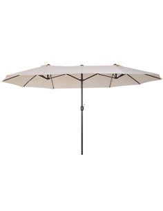Outsunny 4.6m Double-Sided Garden Parasol Sun Umbrella NO BASE, Beige 84D-030V01CW