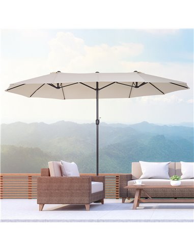 Outsunny 4.6m Double-Sided Garden Parasol Sun Umbrella NO BASE, Beige 84D-030V01CW