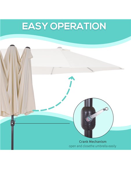 Outsunny 4.6m Garden Parasol Double-Sided Sun Umbrella Patio Market Shelter Canopy Shade Outdoor Beige - NO BASE 84D-030V01CW - pic 48319 | FastDaddyshop