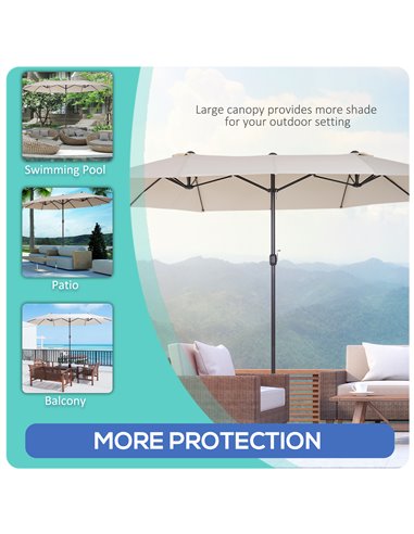 Outsunny 4.6m Garden Parasol Double-Sided Sun Umbrella Patio Market Shelter Canopy Shade Outdoor Beige - NO BASE 84D-030V01CW