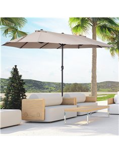 Outsunny 4.6m Double-Sided Garden Parasol Sun Umbrella NO BASE, Tan 84D-031V01CF 2