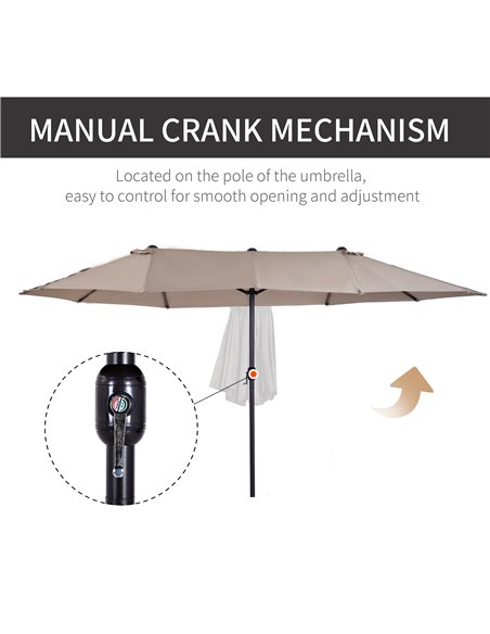Outsunny 4.6m Garden Parasol Double-Sided Sun Umbrella Patio Market Shelter Canopy Shade Outdoor Tan - NO BASE 84D-031V01CF - pic 48328 | FastDaddyshop