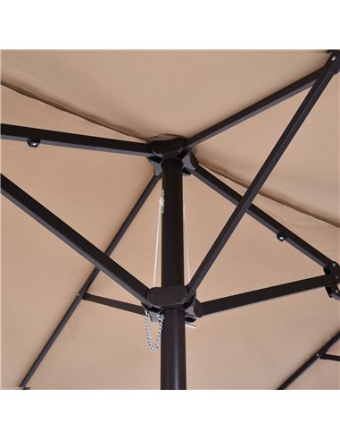 Outsunny 4.6m Garden Parasol Double-Sided Sun Umbrella Patio Market Shelter Canopy Shade Outdoor Tan - NO BASE 84D-031V01CF