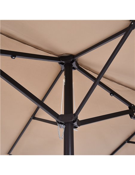 Outsunny 4.6m Garden Parasol Double-Sided Sun Umbrella Patio Market Shelter Canopy Shade Outdoor Tan - NO BASE 84D-031V01CF - pic 48331 | FastDaddyshop
