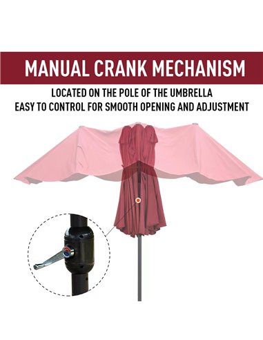 Outsunny 4.6m Double-Sided Patio Parasol Sun Umbrella-Wine Red 84D-031V01WR
