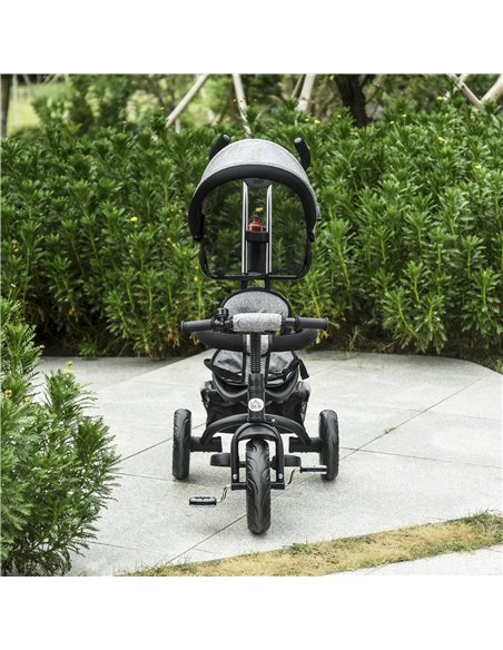 HOMCOM Baby Tricycle Stroller/ Kid Trike with Parent Push Handle Adjustable Canopy Detachable Guardrail Safety Belt  Storage Bag - pic 4834 | FastDaddyshop