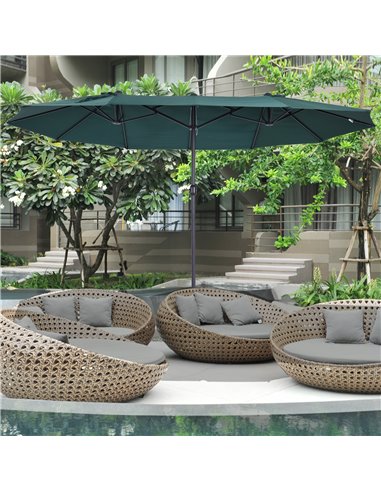 Outsunny 4.6m Garden Parasol Double-Sided Sun Umbrella Patio Market Shelter Canopy Shade Outdoor Green 84D-031V01