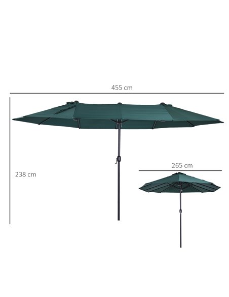 Outsunny 4.6m Garden Parasol Double-Sided Sun Umbrella Patio Market Shelter Canopy Shade Outdoor Green 84D-031V01 - pic 48345 | FastDaddyshop