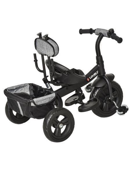 HOMCOM Baby Tricycle Stroller/ Kid Trike with Parent Push Handle Adjustable Canopy Detachable Guardrail Safety Belt  Storage Bag - pic 4835 | FastDaddyshop