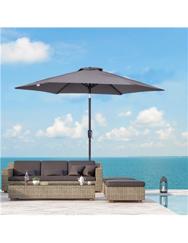 Outsunny 2.7 m Patio Umbrella, Aluminum Frame-Grey 84D-032GY