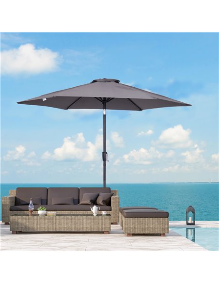 Outsunny 2.7 m Patio Umbrella, Aluminum Frame-Grey 84D-032GY - pic 48353 | FastDaddyshop