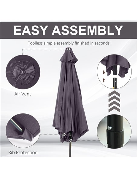 Outsunny 2.7 m Patio Umbrella, Aluminum Frame-Grey 84D-032GY - pic 48355 | FastDaddyshop