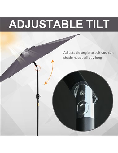 Outsunny 2.7 m Patio Umbrella, Aluminum Frame-Grey 84D-032GY