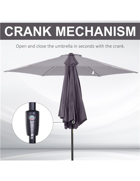Outsunny 2.7 m Patio Umbrella, Aluminum Frame-Grey 84D-032GY - pic 48357 | FastDaddyshop