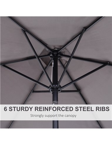 Outsunny 2.7 m Patio Umbrella, Aluminum Frame-Grey 84D-032GY