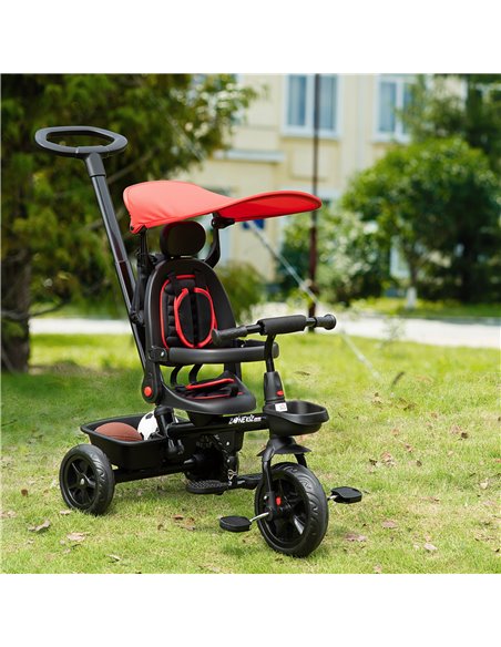HOMCOM 4 in 1 Baby Tricycle Toddler Stroller Foldable Pedal Tricycle w/ Reversible Angle Adjustable Seat Removable Handle Canopy - pic 4836 | FastDaddyshop