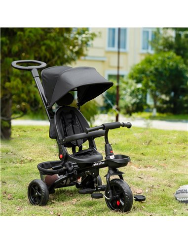 HOMCOM 4 in 1 Baby Tricycle Toddler Stroller Foldable Pedal Tricycle w/ Reversible Angle Adjustable Seat Removable for 1-5 Years
