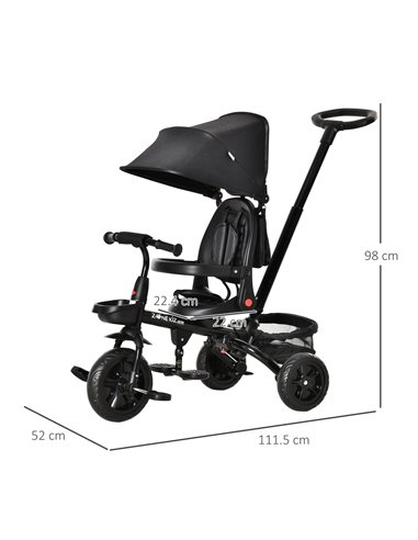 HOMCOM 4 in 1 Baby Tricycle Toddler Stroller Foldable Pedal Tricycle w/ Reversible Angle Adjustable Seat Removable for 1-5 Years