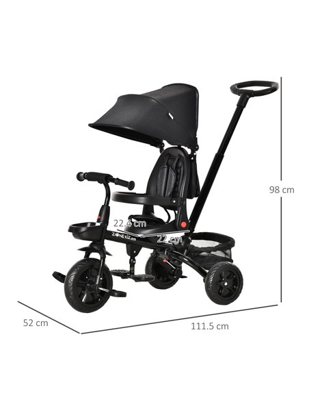 HOMCOM 4 in 1 Baby Tricycle Toddler Stroller Foldable Pedal Tricycle w/ Reversible Angle Adjustable Seat Removable for 1-5 Years - pic 4853 | FastDaddyshop