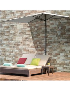 Outsunny 2.3m Balcony Half Parasol Semi Round Umbrella NO BASE, Beige 84D-074BG 2
