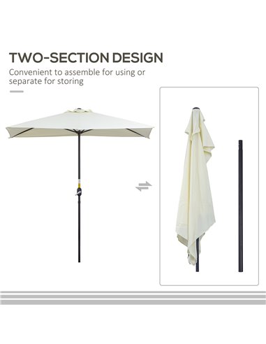 Outsunny Balcony Half Parasol Semi Round Umbrella Patio Crank Handle (2.3m, Beige)- NO BASE INCLUDED 84D-074BG