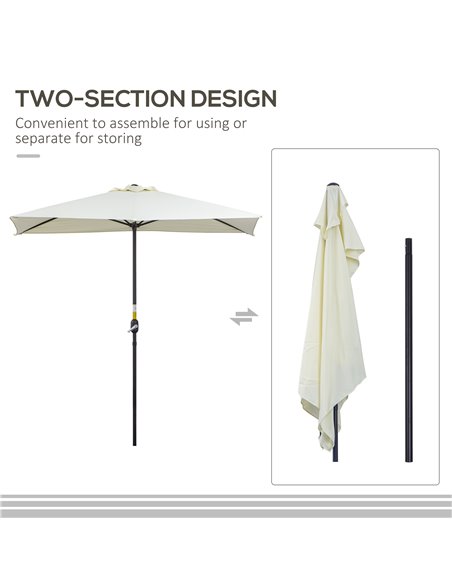 Outsunny Balcony Half Parasol Semi Round Umbrella Patio Crank Handle (2.3m, Beige)- NO BASE INCLUDED 84D-074BG - pic 48547 | FastDaddyshop