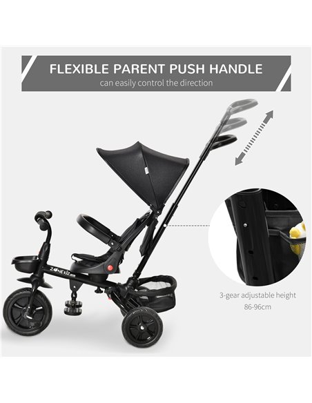 HOMCOM 4 in 1 Baby Tricycle Toddler Stroller Foldable Pedal Tricycle w/ Reversible Angle Adjustable Seat Removable for 1-5 Years - pic 4855 | FastDaddyshop