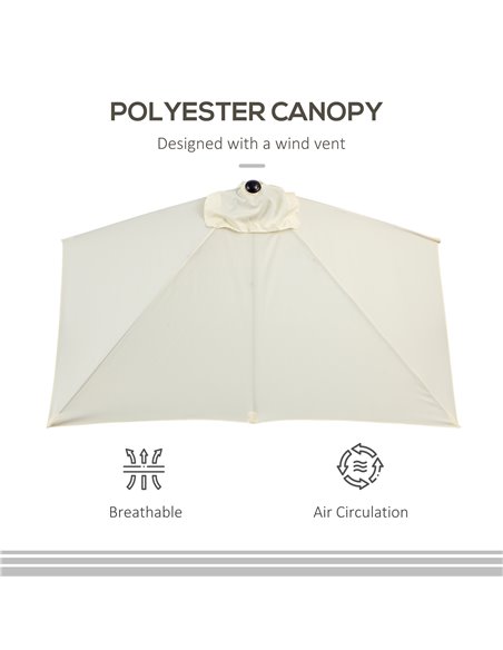 Outsunny Balcony Half Parasol Semi Round Umbrella Patio Crank Handle (2.3m, Beige)- NO BASE INCLUDED 84D-074BG - pic 48550 | FastDaddyshop