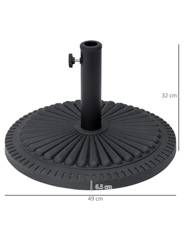 Outsunny Garden 15kg Round Parasol Base Cement Outdoor Umbrella Weight Stand Black 84D-076
