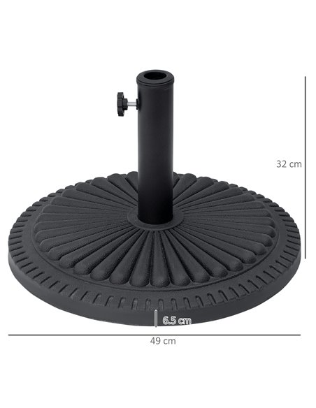 Outsunny Garden 15kg Round Parasol Base Cement Outdoor Umbrella Weight Stand Black 84D-076 - pic 48555 | FastDaddyshop