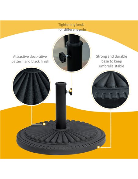 Outsunny Garden 15kg Round Parasol Base Cement Outdoor Umbrella Weight Stand Black 84D-076 - pic 48556 | FastDaddyshop