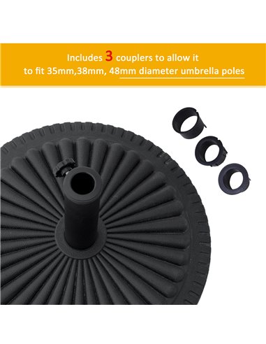 Outsunny Garden 15kg Round Parasol Base Cement Outdoor Umbrella Weight Stand Black 84D-076