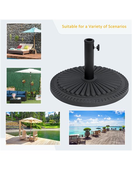 Outsunny Garden 15kg Round Parasol Base Cement Outdoor Umbrella Weight Stand Black 84D-076 - pic 48559 | FastDaddyshop