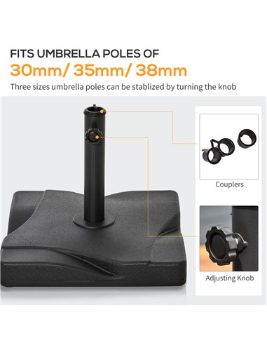 Outsunny Square Cement Parasol Base Umbrella Weight Stand Black 84D-078