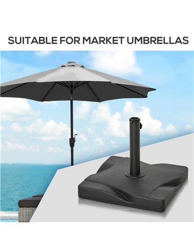 Outsunny Square Cement Parasol Base Umbrella Weight Stand Black 84D-078