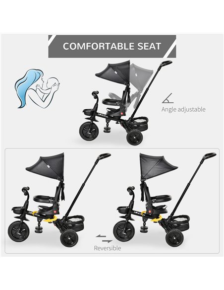 HOMCOM 4 in 1 Baby Tricycle Toddler Stroller Foldable Pedal Tricycle w/ Reversible Angle Adjustable Seat Removable for 1-5 Years - pic 4857 | FastDaddyshop