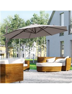 Outsunny 3M Roma Umbrella Sun Shade Cantilever, Grey 840-126GY 2