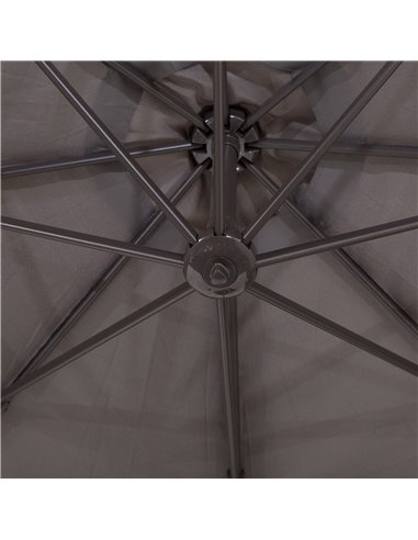 Outsunny 3M Roma Umbrella Sun Shade Cantilever Hanging Parasol w/ Cross Base Hand Crank Aluminium Frame 360°Rotation - Grey 840-