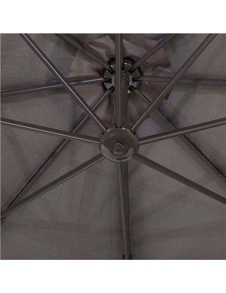 Outsunny 3M Roma Umbrella Sun Shade Cantilever Hanging Parasol w/ Cross Base Hand Crank Aluminium Frame 360°Rotation - Grey 840- - pic 48578 | FastDaddyshop