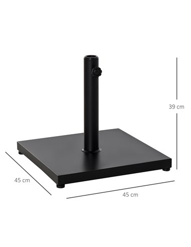 Outsunny Steel Square Parasol Stand Base w/ Adjustable Knob Umbrella Stand Black 84D-077