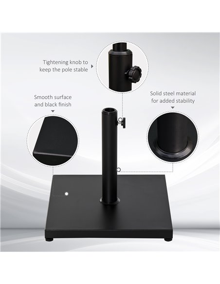 Outsunny Steel Square Parasol Stand Base w/ Adjustable Knob Umbrella Stand Black 84D-077 - pic 48583 | FastDaddyshop