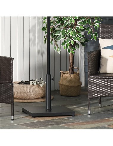 Outsunny Steel Square Parasol Stand Base w/ Adjustable Knob Umbrella Stand Black 84D-077